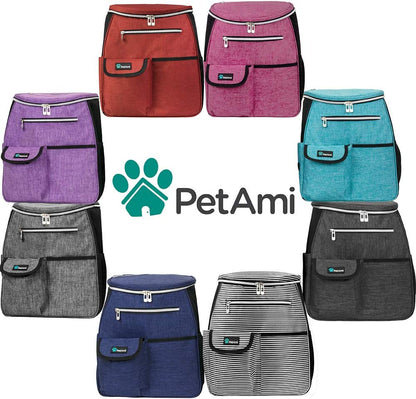 Dog Travel Bag Backpack, 27L Airline Approved Pet Supplies Organizer with 2 Food Containers, 2 Collapsible Bowls & Poop Bag Dispenser, Weekend Road Trip Camping Dog Mom Gift, Teal Blue