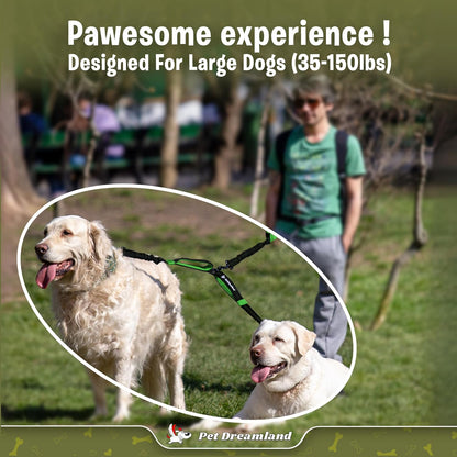 Exquisite Double Dog Leash Coupler with Tangle-Free Swivel. Premium & Versatile Attachment for Walking Two Dogs. You Will Absolutely Love This Amazing Dual Dog Coupler (Khaki & Orange)
