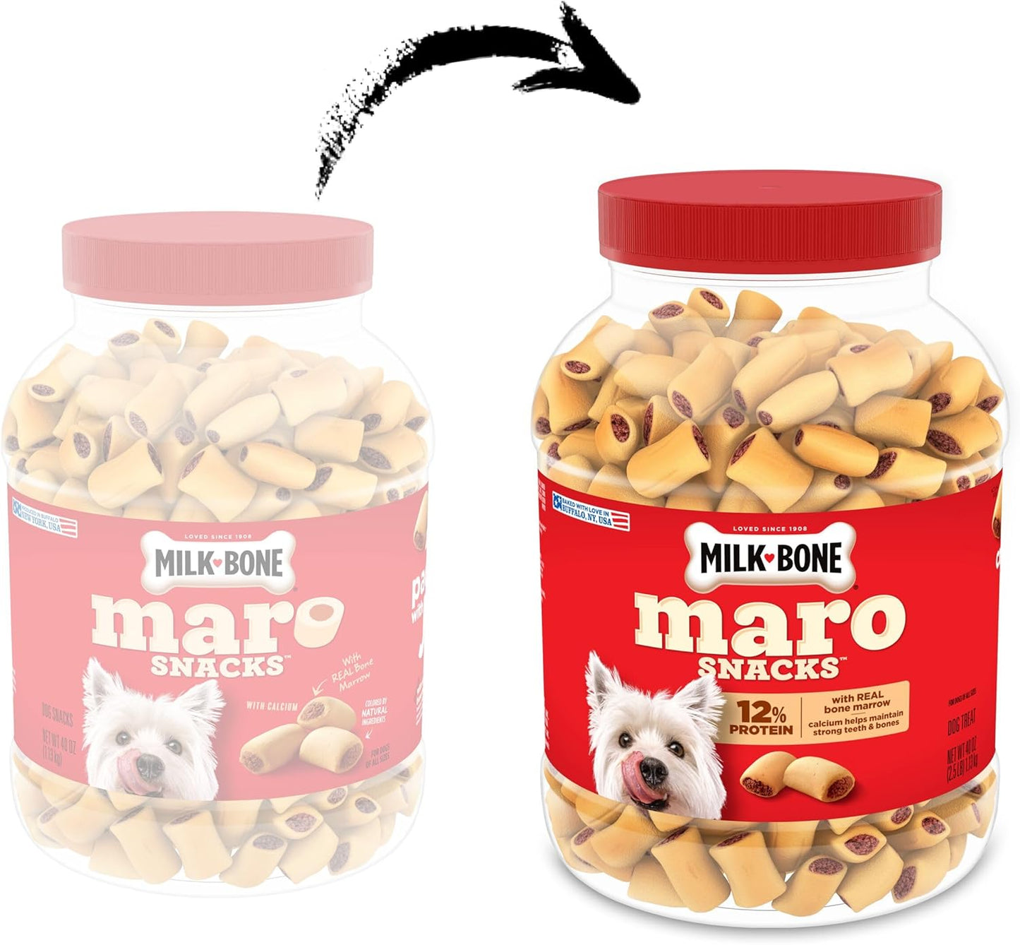 Marosnacks Small Dog Treats with Real Bone Marrow, 40 Oz. Canister